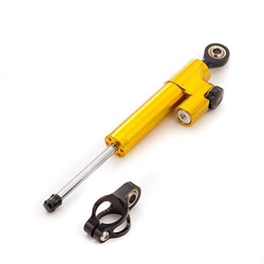 Imagem de HSPTR Controle de segurança estabilizador de direção de alumínio CNC para MT09 MT07 YZF R1 R6 FZ1 XJR1300 MT-07 Kit de montagem (ouro com preto)