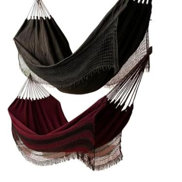 Imagem de Kit 2 Rede De Descanso Casal Resistente Grande 2,50 m x 1,50 m (1 PRETO 1 VERMELHO)