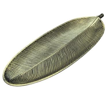 Imagem de Bandeja Decorativa de Madeira MDF em Formato de Folha – Centro de Mesa Decorativo para Sala Mesa de Jantar e Aparador (Preto com Dourado)