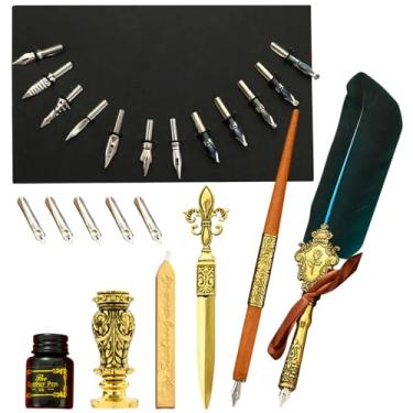 Imagem de Conjunto de tinta de Quill,de penas de caligrafia vintage para escrever | de imersão, de vedação, carimbo de vedação, ferramenta de envelope, melhor kit de presente para escrita, desenho, assinaturas