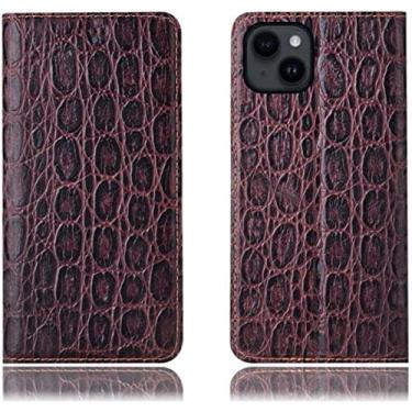 Imagem de EKESA Coldre de telefone em concha com padrão de pedra, para Apple iPhone 14 Plus Case 6,7 polegadas 2022 capa de telefone de suporte magnético de couro [porta-cartão] (cor: marrom)