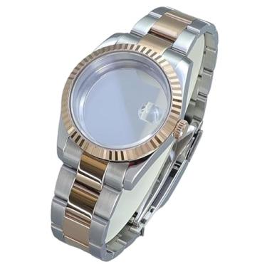 Imagem de FEIYASHI Caixa de relógio masculina à prova d'água de aço inoxidável ouro rosa de 36/39 mm para movimento NH35/34/36/38 Miyota8215, Tampa inferior de vidro 1, 39mm+For Miyota8215 8205 Movement, Caixa