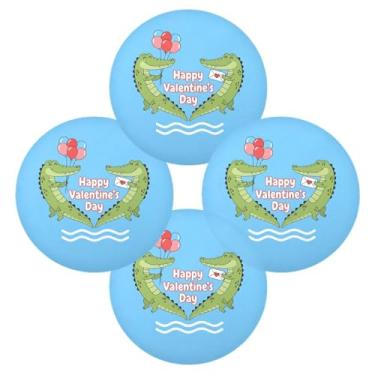 Imagem de Wassud Jogo americano conjunto de 4 tapetes de mesa redondos de crocodilos adoráveis para cozinha e jantar tapetes laváveis resistentes ao calor decoração de mesa 39 cm