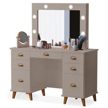 Imagem de Penteadeira Camarim New Seul Com Banqueta Almofadada Mani - Luapa Móve