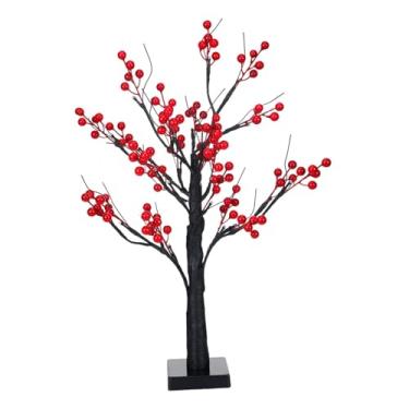 Imagem de IEUDNS Árvore artificial iluminada com frutos vermelhos, mini árvore de bétula para decoração do Ano Chinês, ideal para escritório, casamento, quarto e