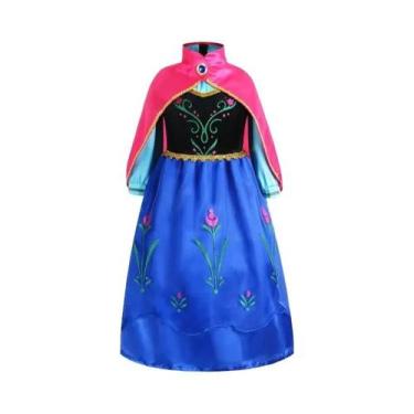 Imagem de Vestido De Fúcsia Frozen Anna Com Capa Para Meninas Pequenas, Fantasia