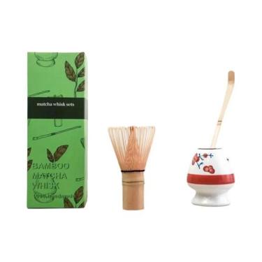 Imagem de Conjunto De Matcha De Bambu 3 Peças: Batedor De Cerâmica, Colher De Ch