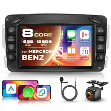 Imagem de 8 núcleos 6G 128G para Benz C Class W203 E-W210 CLK-W209 W168 SLK-W170 Rádio Android 17 polegadas, tela sensível ao toque, sem fio, Carplay, Android, Auto, som automotivo para Benz, Bluetooth, DSP