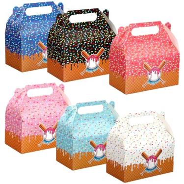 Imagem de Ctosree 24 caixas de sorvete de beisebol, caixa de presente de papelão com alças, sacos de presente, caixas de presente para doces, biscoitos, brinquedos para sorvete, decorações de festa de verão