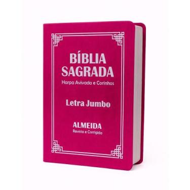 Imagem de BIiblia Sagrada Jumbo ARC Capa Pu Luxo C/ Harpa - Pink - REI DAS BIBLI