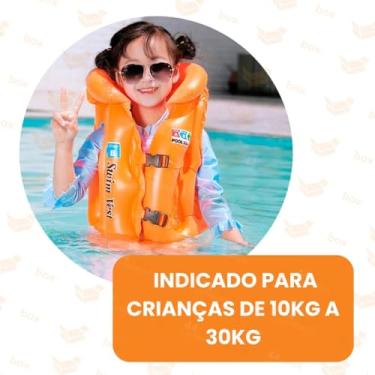 Imagem de Colete Salva-Vidas Infantil Inflável, PVC, Tamanhos P/M/G, Cores Vibrantes, para Natação e Piscina, 2-12 Anos