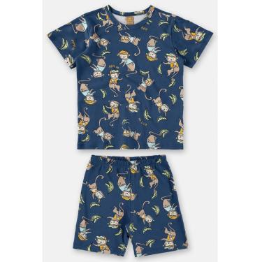Imagem de Pijama Marinho Infantil Menino Camiseta/Short Macaco Up Baby-Masculino