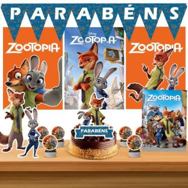 Imagem de Kit só um bolinho decoração Zootopia Aniversário festa em casa, topo b