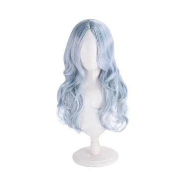 Imagem de Peruca Longa Cacheada Azul Ardósia Para Cosplay De Anime My Hero Acade