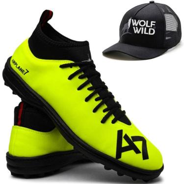 Imagem de Chuteira Society Leve Macia Blaqueada Profissional + Boné Wolf Wild 38 Ao 44-Masculino