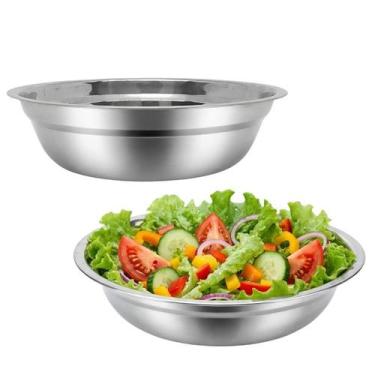 Imagem de Kit 2 Bowl Tigela Aço Inox Brilhante Mixing Bacia Funda 24cm - CLICK H