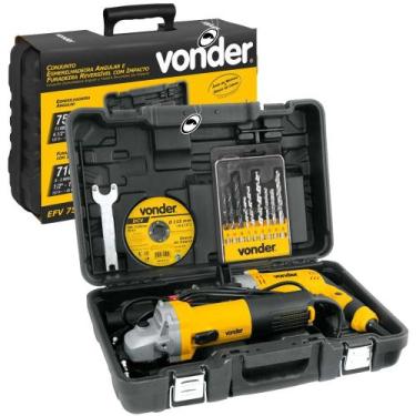 Imagem de Conjunto Esmerilhadeira 4.1/2 750W e Furadeira 1/2 710W 127V - Vonder,