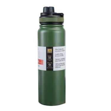 Imagem de Garrafa Térmica Inox 800ml Antivazamento com Bico Esportivo e Alça | Squeeze Água Quente Fria Academia, Escritório, Esporte e Viagem (Verde)
