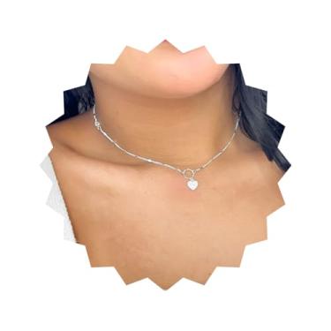 Imagem de ROHNES Choker Coração Cravejado Minimalista Folheada a Prata 925, Feminino, Aço Inoxidável e Ouro, Metal, Prata