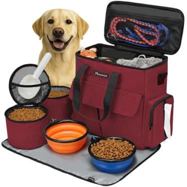 Imagem de Bolsa de viagem aprovada por companhias aéreas, conjunto de viagem de fim de semana para cães e gatos, organizador de bolsas aprovadas por companhias aéreas com bolsos multifuncionais, 2 recipientes