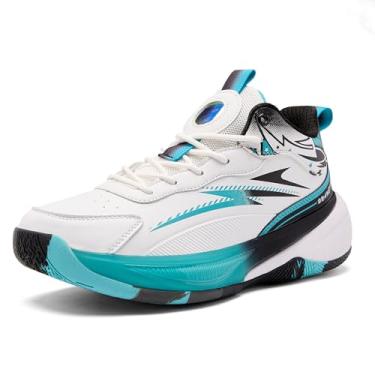 Imagem de CJSPORX Tênis de basquete masculino, respirável, antiderrapante, moderno, esportivo, Branco e azul - 8, 38