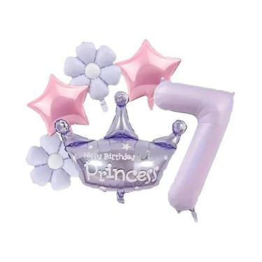 Imagem de Balão De Folha Digital Roxo Princesa Coroa 40in Fosco Margarida Para D