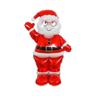 Imagem de Balão De Natal Grande 93x156cm Papai Noel Em Papel Alumínio Decoração 
