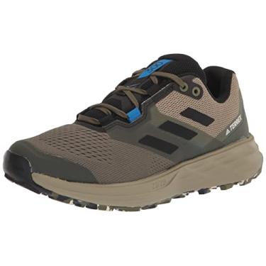 Imagem de adidas Tênis de corrida masculino Terrex Two Flow Trail, Focus Olive/Core Black/Blue Rush, 39