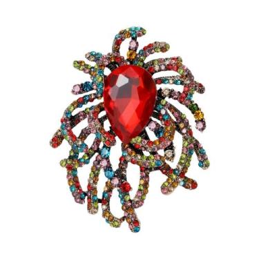 Imagem de Broches De Luxo Femininos Com Strass Em Formato De Flor, Alfinetes De 