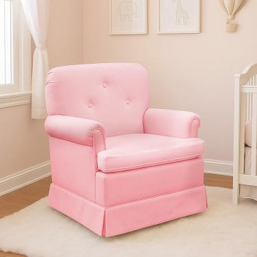 Imagem de Poltrona de Amamentação Base Balanço Lígia Sintético Rosa Bebê E03 - D'Rossi