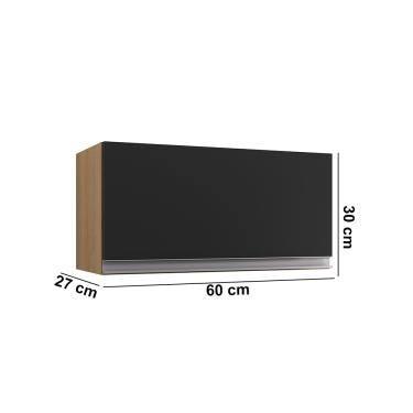 Imagem de Armário Cozinha Aéreo Geladeira 60cm Basculante Leticia Amêndoa/Preto A01 - D'Rossi