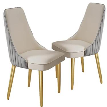 Imagem de Conjunto de 2 cadeiras de jantar modernas estofadas em couro sintético com pernas de metal - capacidade de 199 kg - assentos elegantes para cozinha e sala de espera