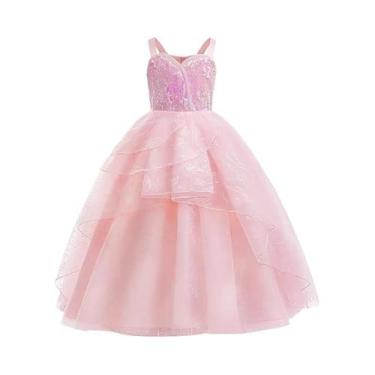 Imagem de Fantasia De Bruxa Rosa Glinda Com Coroa, Varinha E Luvas Para Meninas,