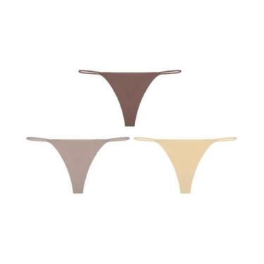 Imagem de Calcinhas Tanga Sem Costura De Cintura Baixa 3PCS Com Alças Finas E Al