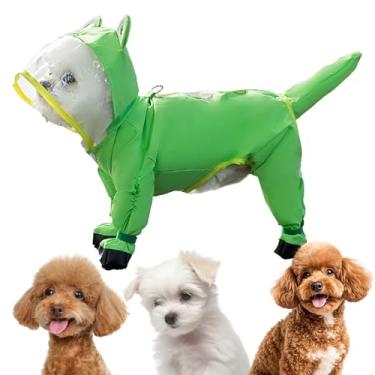 Imagem de Jaqueta de chuva para cães | Capas de chuva impermeáveis para cães com capuz | Poncho de secagem rápida com faixa refletiva para filhotes grandes, médios e pequenos, inverno; tempestade de neve e