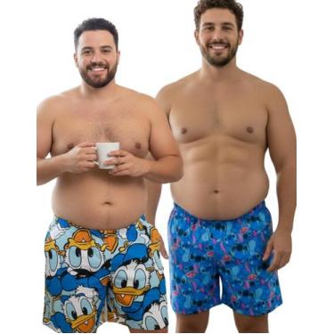 Imagem de Kit 2x Samba Canção Roupa De Dormir Pijama Masculino Plus Size Estampa