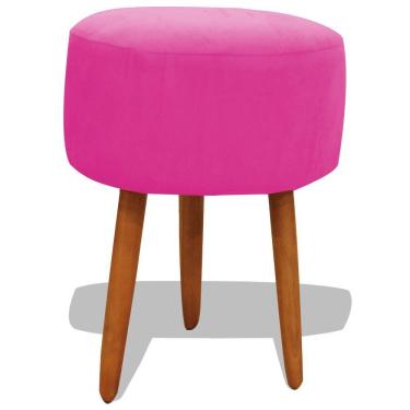Imagem de Puff Banqueta Decorativo Redondo Para Sala Pé Palito 50 Cm Altura Rosa Pink Do Lar Móveis