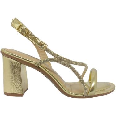 Imagem de Sandália Feminina Casual Social Dia a Dia Passeio Trabalho Festa com Strass Salto Médio Grosso Conforto Dakota Y8763