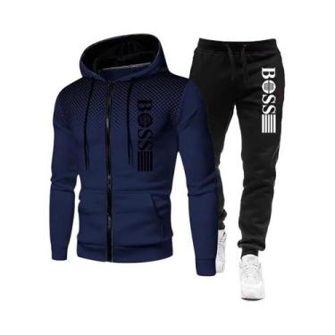 Imagem de Conjunto De Moletom Com Zíper E Calças Casuais Para Homens, Roupas Esp