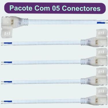 Imagem de 5 Conector Energia Fita Led Slim Rabicho Cabo Força Alimentação Fita L