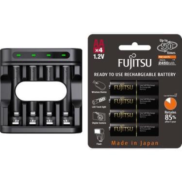 Imagem de Carregador Enercell 4-LN com 4 pilhas AA Recarregáveis da Fujitsu Prem