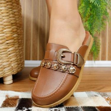 Imagem de Mule Moleca Canoa Sapato Feminino Fivela Rústico 5743.214 Cor:AvelãTam