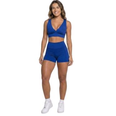 Imagem de Conjunto Top Com Bojo E Short Suplex Serra e Mar Roupa Para Academia Treino Moda Fitness Musculação-Feminino