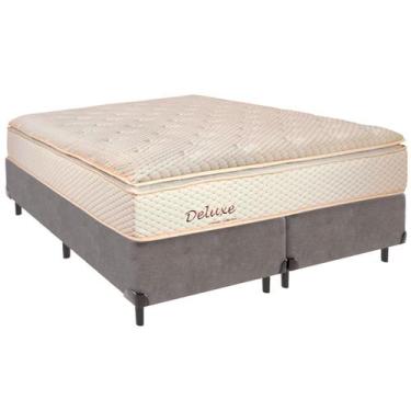 Imagem de Cama Box Queen e Colchão Deluxe Molas Ensacadas Colchobel Cinza