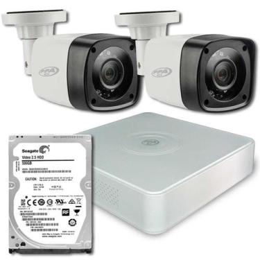Imagem de Kit Cftv 2 Cameras 2Mp 20M Infra Dvr 4 Canais Hd Sem Cabeamento - PPA,