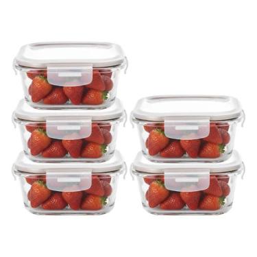Imagem de 5 Pote Vidro Borossilicato 520ml Hermético Microondas Forno - Aratem