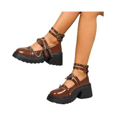 Imagem de Sapatos Femininos De Moda Com Laço Estilo Mary Jane, Bico Redondo, Sol