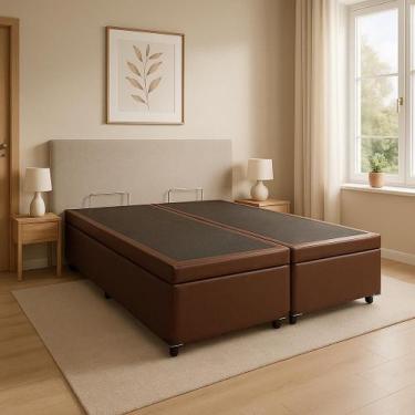 Imagem de Base Box Baú Casal Bipartido material sintético Sintético 138x188x35 -