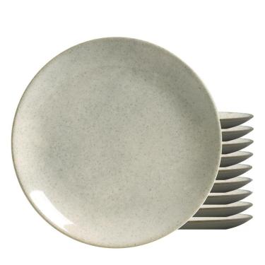 Imagem de Jogo 10 Pratos Sobremesa Cor Cinza Coup Mali Cerâmica 20cm Alleanza