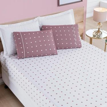 Imagem de Jogo De Cama Lençol 200 Fios Petit Poá Queen 03 Peças - Rose